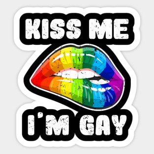 Kiss Me Im Gay Lgbtq Rainbow Lips Sticker